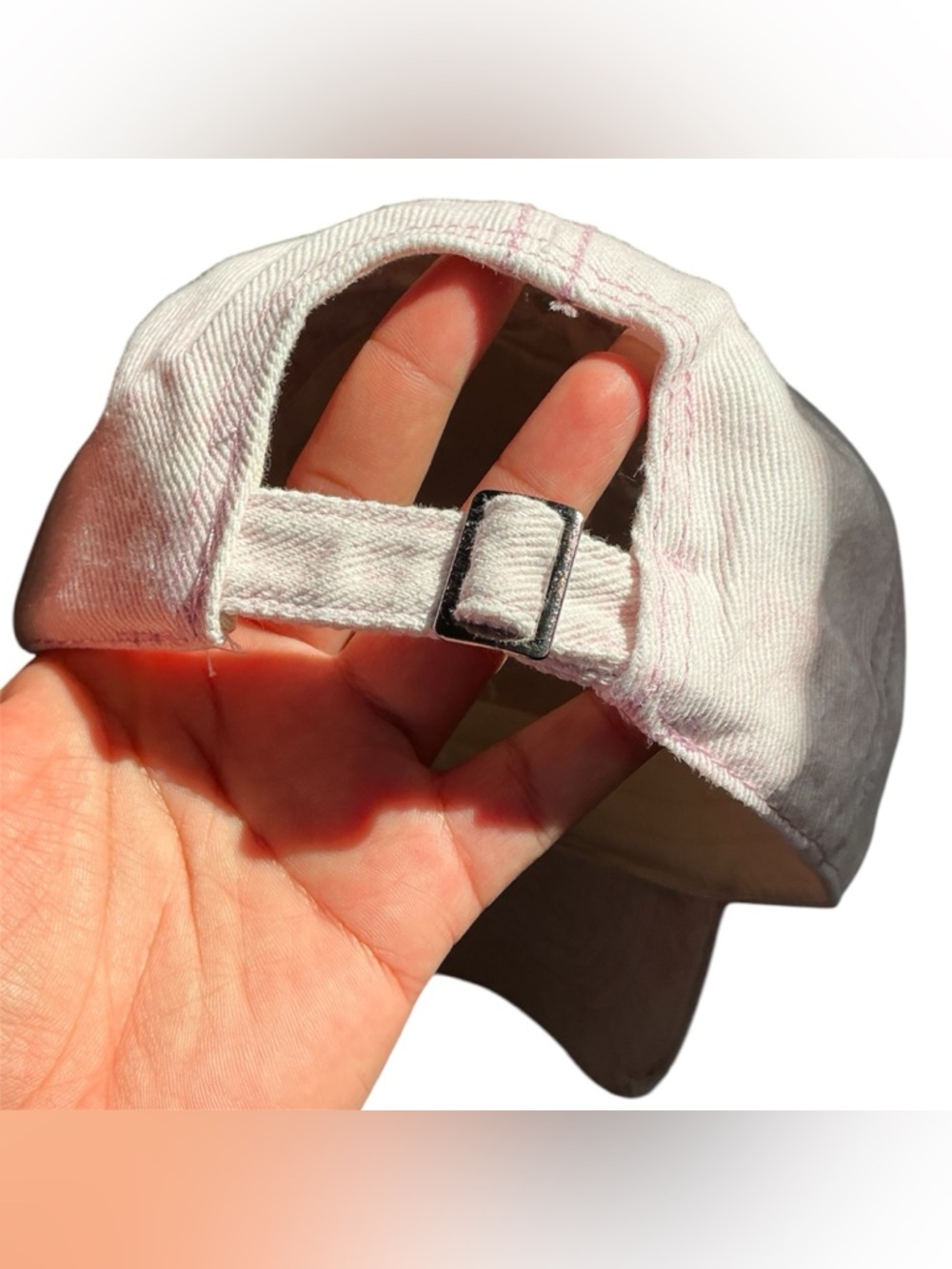 CHANEL Light Pink Distressed Cap with Hot Pink CC Patch - Picture 2 of 2